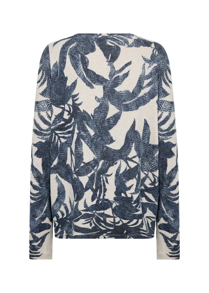 FLOWY LEAF PRINT CREW NECK TOP Top SOYACONCEPT 