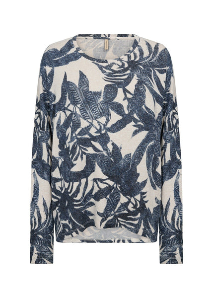 FLOWY LEAF PRINT CREW NECK TOP Top SOYACONCEPT 