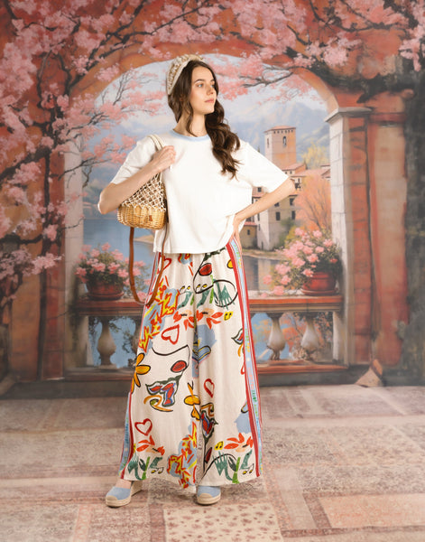 FLOWY PLAYFUL PRINT ELASTIC WAIST PANT Pant Eternelle 