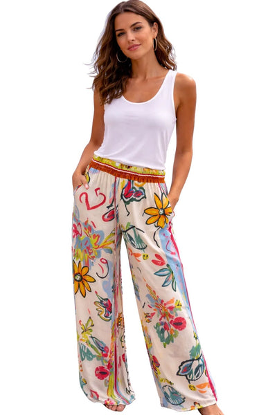 FLOWY PLAYFUL PRINT ELASTIC WAIST PANT Pant Eternelle 
