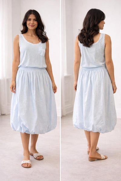 FLOWY PLEATED LINED SKIRT Skirt Eternelle S/M Sky Blue 