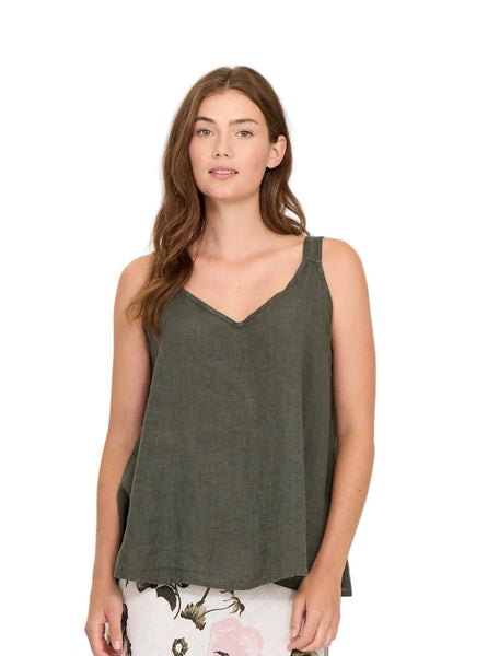 FLOWY SLEEVELESS LINEN TOPS Top Pistache 