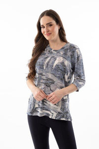 FLOWY SOFT PRINTED TOP Top Bali XS Blue/Grey Mix 