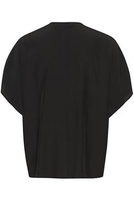 FLOWY V NECK BLACK SHORT SLEEVE TOP Top CULTURE 