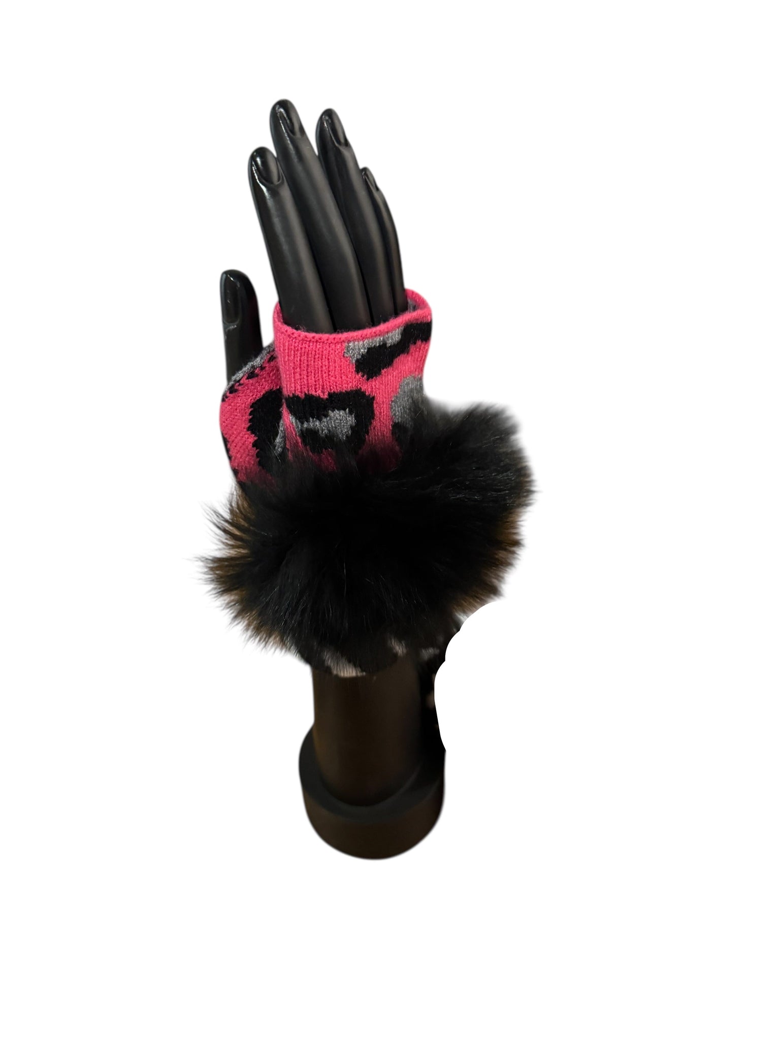 FUCHSIA LEOPARD PRINT FINGERLESS GLOVES Gloves FashionWear Collection Fuchsia 