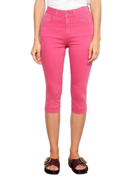 FUCHSIA TWILL CAPRI PANTS Pants Charlie B 