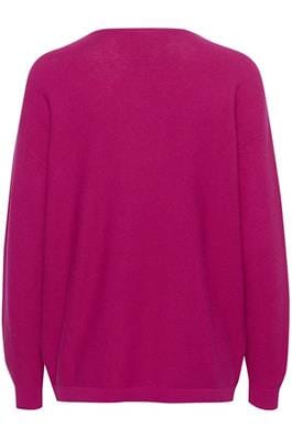 FUCHSIA V NECK KNIT PULLOVER Top CREAM 