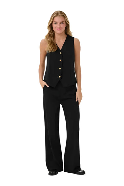 FULL LENGTH STRAIGHT LEG BLACK PANT Pants CREAM 