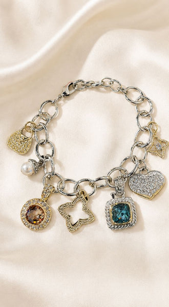 GEM STONE LINK CHARM BRACELET Bracelet FashionWear Collection 