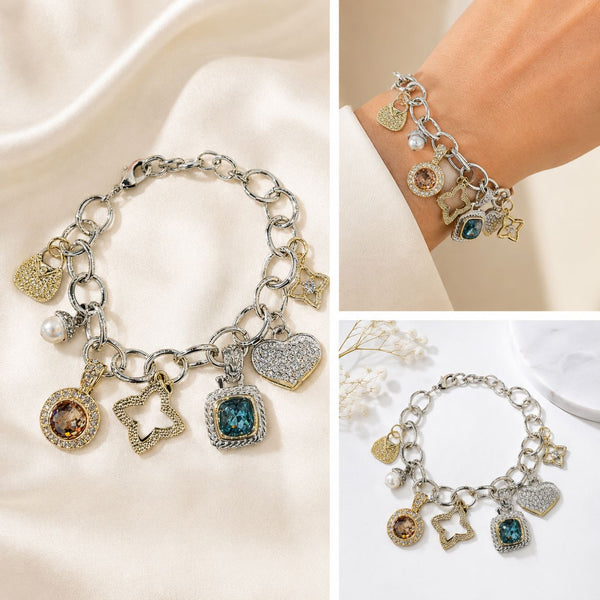 GEM STONE LINK CHARM BRACELET Bracelet FashionWear Collection 