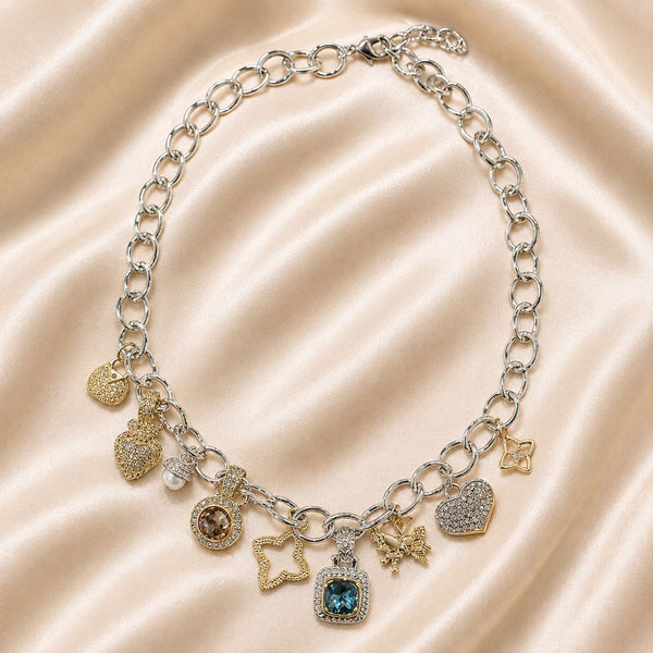 GEM STONE LINK MULTI CHARM NECKLACE Necklaces FashionWear Collection 