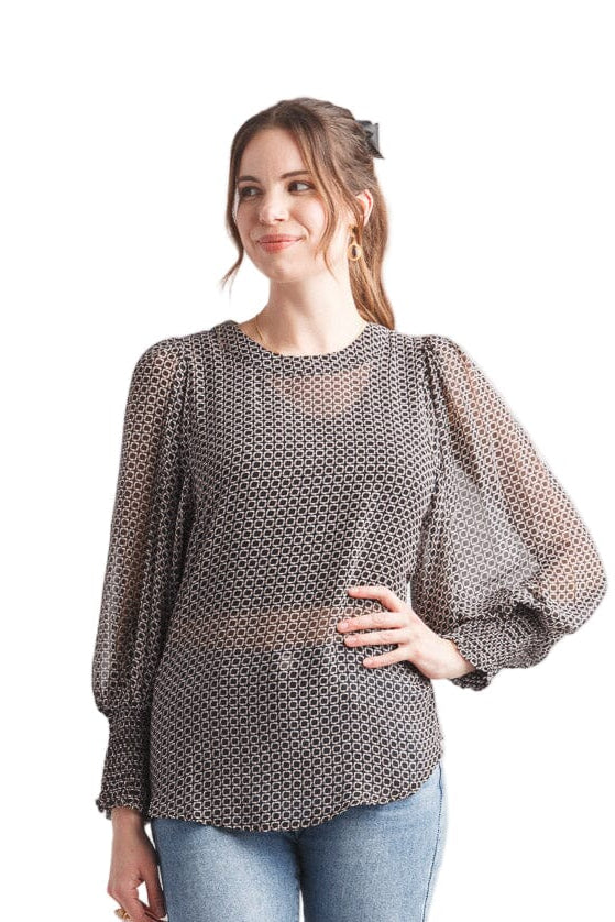 GEOMETRIC CHAIN LINK TOP Shirts & Tops Papillon S Black 