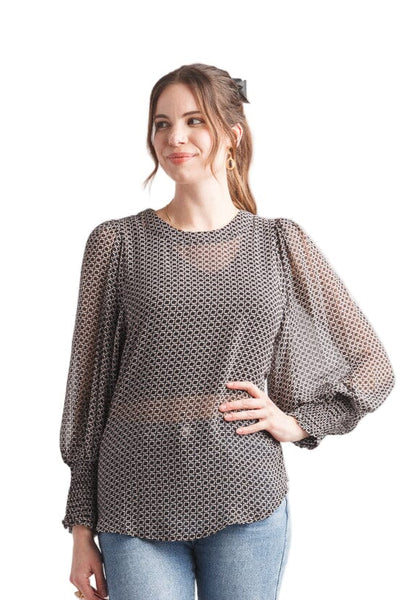 GEOMETRIC CHAIN LINK TOP Shirts & Tops Papillon S Black 