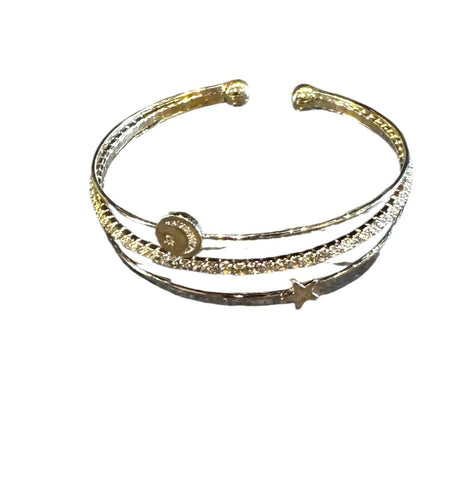 GOLD 3 STRAND STARS AND MOON BRACELET Bracelet FashionWear Collection Gold 