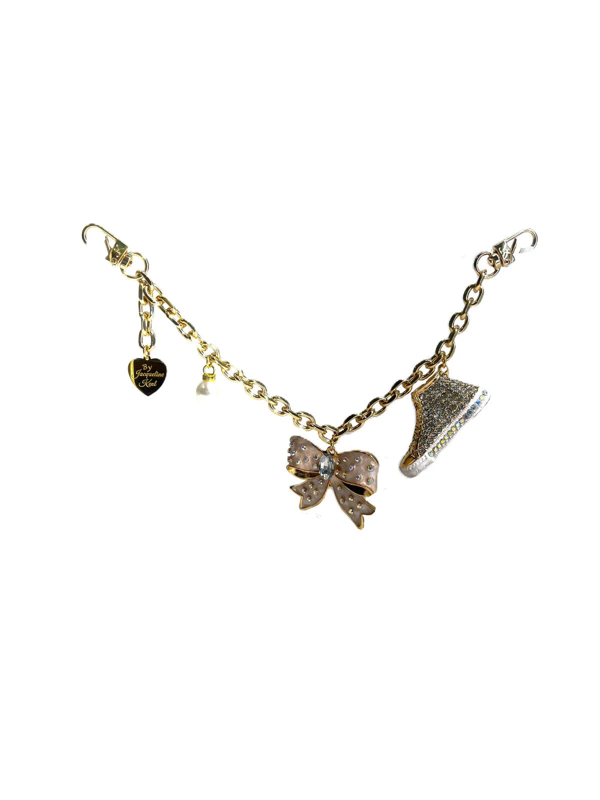 GOLD BOW CRYSTAL CHAIN HANDBAG CHARM Accessories FashionWear Collection Gold 