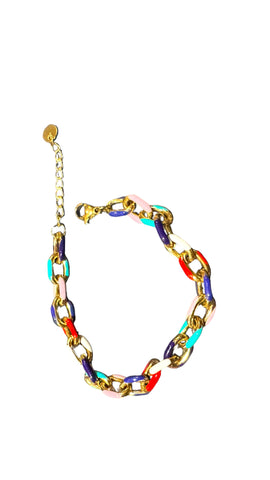 GOLD COLOURFUL CHAIN BRACELET Bracelet FashionWear Collection Gold Colourful 