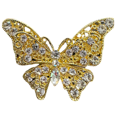 GOLD CRYSTAL BUTTERFLY BROOCH Brooch FashionWear Collection 