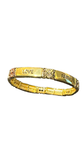 GOLD LOVE FAITH HOPE STRETCH BRACELET Bracelet FashionWear Collection Gold 