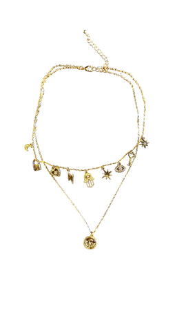 GOLD MULTI CHARM LAYERED NECKLACE Necklaces FashionWear Collection 