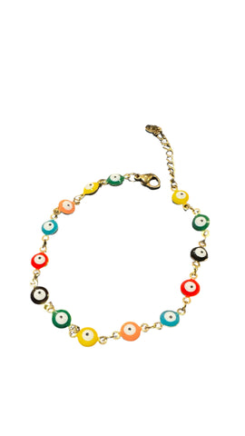 GOLD MULTI COLOURED EVIL EYE BRACELET Bracelet FashionWear Collection Gold Multi 