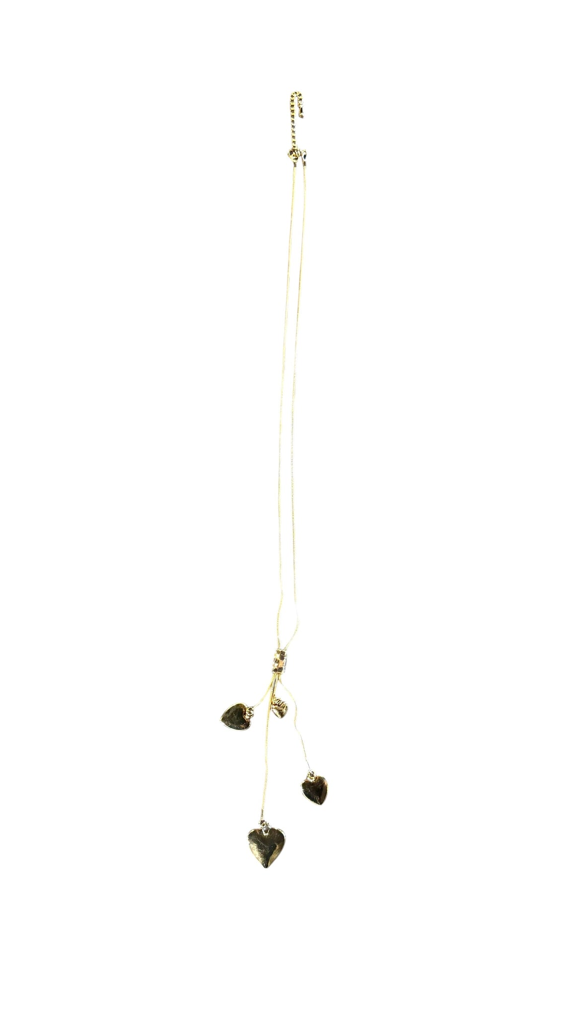 GOLD MULTI HEART DROP CLUSTER LONG NECKLACE Necklaces FashionWear Collection Gold 