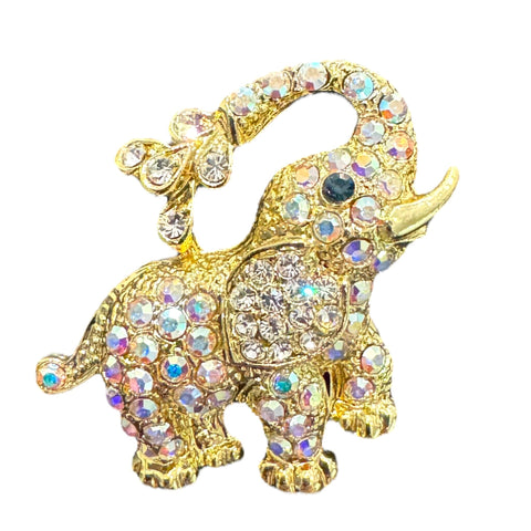 GOLD WATER ELEPHANT CLEAR CRYSTAL BROOCH Brooch FashionWear Collection Gold Clear Crystal 