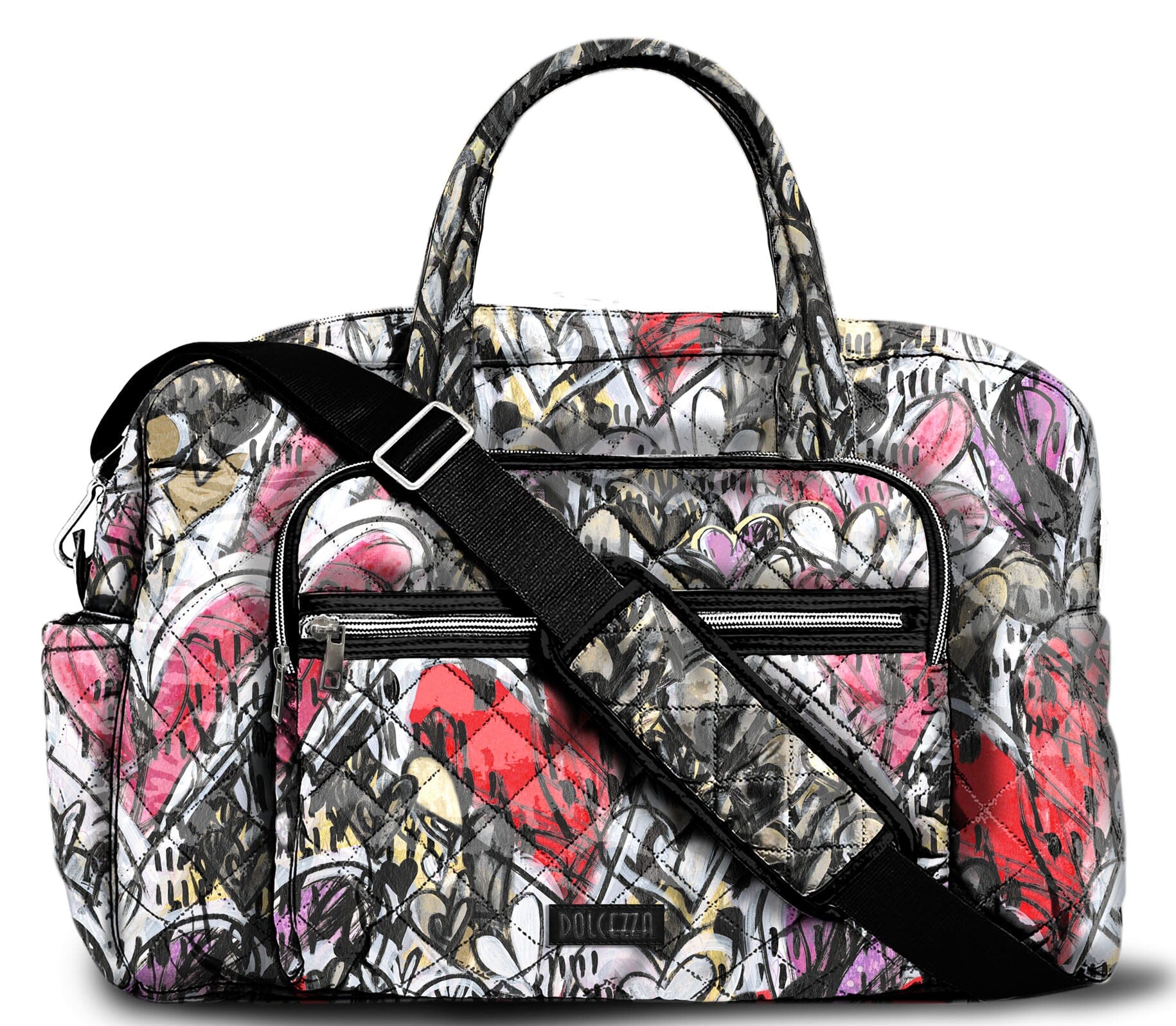 GRAFFITI HEART PRINTED QUILTED TRAVEL BAG Handbag FWC Graffiti Multi Hearts 