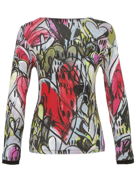 GRAFFITI MULTI HEART ROUND NECK TOP Top Dolcezza 