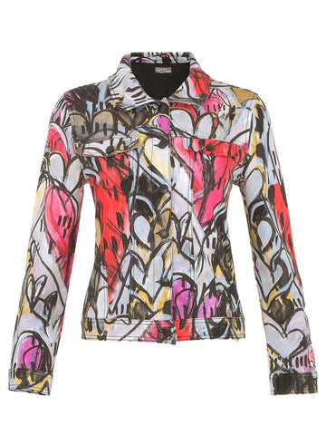 GRAFFITI MULTI HEART STRETCH JACKET Top Dolcezza S Multi Hearts 