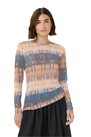 GRAPHIC MESH LONG SLEEVE T SHIRT T-Shirt CULTURE XS Blue/Beige Graphic 