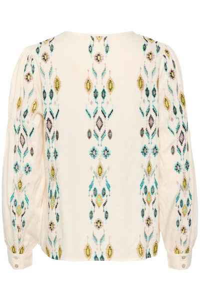 GREEN EMBROIDERED OFF WHITE BLOUSE Blouse CREAM 