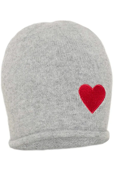 GREY BEANIE WITH RED HEART CULTURE 