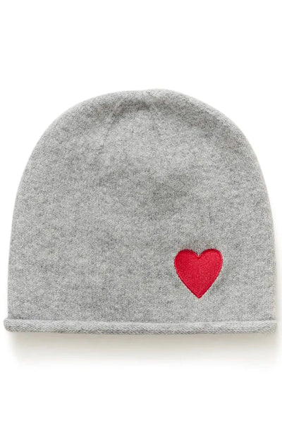 GREY BEANIE WITH RED HEART CULTURE 