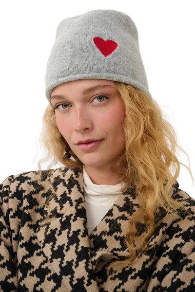 GREY BEANIE WITH RED HEART CULTURE Grey 