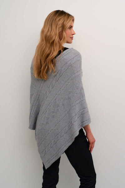 GREY CABLE SWEATER KNIT PONCHO Poncho CREAM 