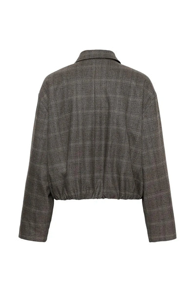 GREY CHECK CROP JACKET Coats & Jackets CULTURE 