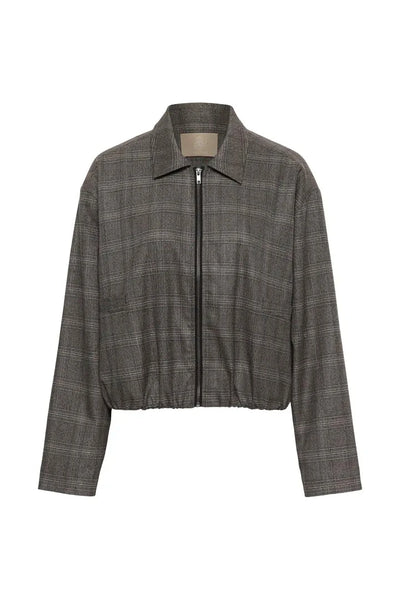 GREY CHECK CROP JACKET Coats & Jackets CULTURE 