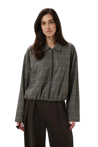 GREY CHECK CROP JACKET Coats & Jackets CULTURE XS Grey Check 