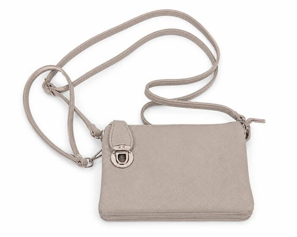 GREY CROSSBODY BAG WITH MULTI POCKETS & REMOVABLE ADJUSTABLE STRAP Handbag FashionWear Collection 