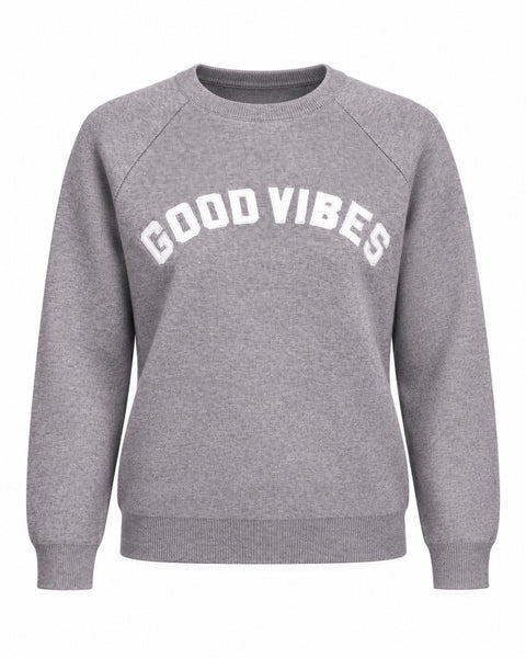 GREY GOOD VIBES COZY SWEATER SWEATER Pink Martini 