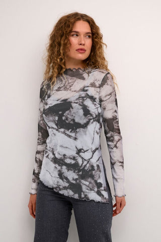 GREY GRAPHIC LONG SLEEVE T SHIRT Top CULTURE 