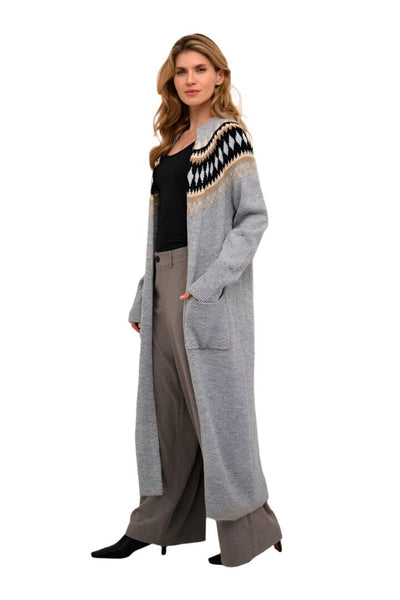 GREY KNIT LONG CARDIGAN Cardigan CULTURE 