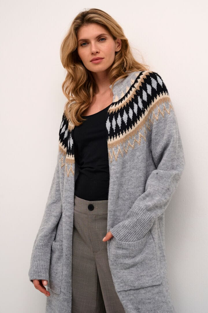 GREY KNIT LONG CARDIGAN Cardigan CULTURE S Grey 