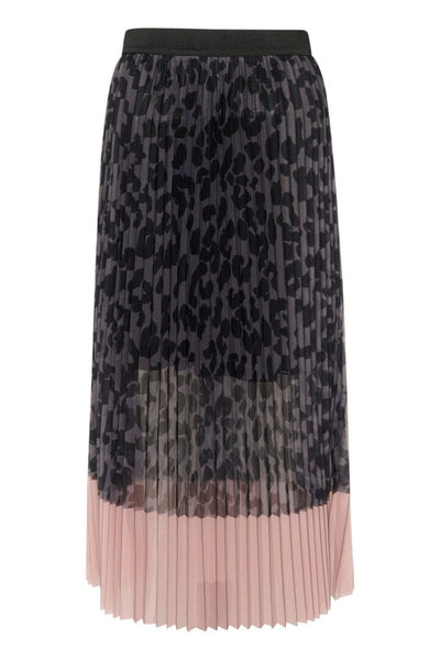 GREY LEOPARD PRINT ELASTIC WAIST SKIRT Skirt CULTURE 