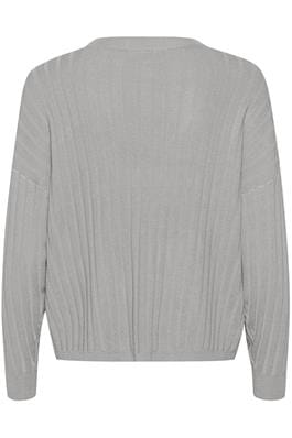 GREY LONG SLEEVE V NECK SWEATER Top Kaffe 