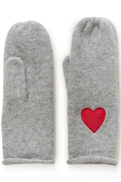 GREY MITTENS WITH RED HEART CULTURE Grey 