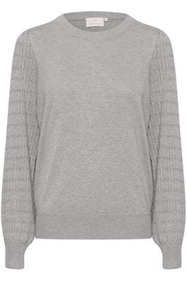 GREY MIX DETAILED SLEEVE CREW NECK SWEATER Sweater Kaffe 