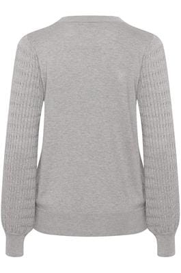 GREY MIX DETAILED SLEEVE CREW NECK SWEATER Sweater Kaffe 