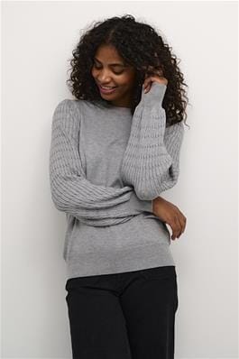 GREY MIX DETAILED SLEEVE CREW NECK SWEATER Sweater Kaffe XS Grey Mix 