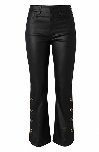 HANNAH CROP FLARE WITH BUTTONED SLIT BLACK COATED PANT Pants Liverpool 